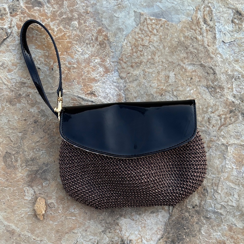 Talbots Black and Brown Wristlet Clutch - Women's Evening Bag